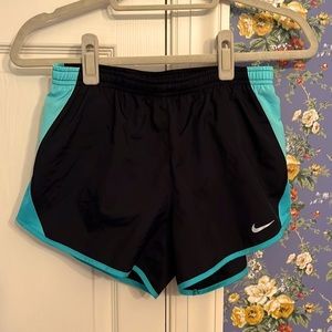 NIKE Women’s Dri-fit Running Shorts, XS, black with light green trim